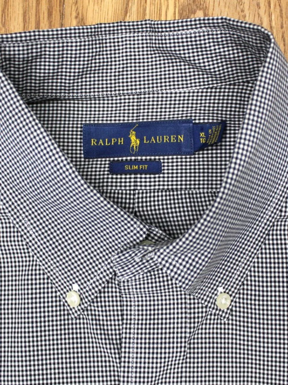 POLO RALPH LAUREN SLIM FIT SHIRT 100% COTTON BLACK & WHITE Sz X-LARGE, XL